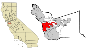 Alameda County California Incorporated and Unincorporated areas Hayward Highlighted.svg