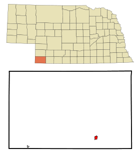 Dundy County Nebraska Incorporated and Unincorporated areas Benkelman Highlighted.svg