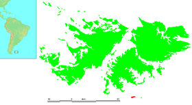 Carte des îles Malouines mettant en évidence l'île des Lions de mer.