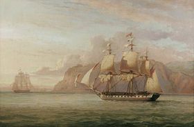 John Christian Schetky, HMS Amelia Chasing the French Frigate Aréthuse 1813 (1852).jpg