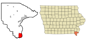 Lee County Iowa Incorporated and Unincorporated areas Keokuk Highlighted.svg
