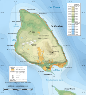 Carte topographique de l'île Mackinac.