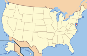 Carte avec le Delaware en rouge.