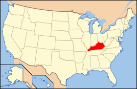 Carte avec le Kentucky en rouge.
