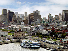 Vue du port et du centre-ville de Montréal