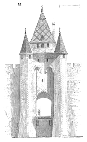 Croquis de la porte de Villeneuve-sur-Yonne au XIIe siècle.