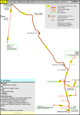 Carte de la route D 6