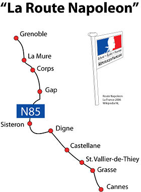 Carte de la route nationale 85