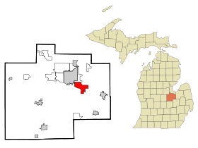 Saginaw County Michigan Incorporated and Unincorporated areas Bridgeport Highlighted.svg