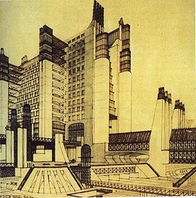 Projet d'Antonio Sant'Elia en 1914