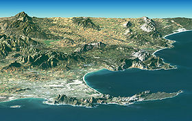 Représentation 3D de la région du Cap