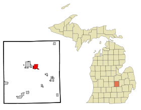 Shiawassee County Michigan Incorporated and Unincorporated areas Corunna Highlighted.svg