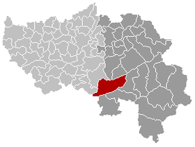 Localisation de Stoumont dans l’arrondissement de Verviers et la province de Liège