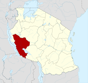 Localisation de la région de Rukwa (en rouge) à l'intérieur de la Tanzanie