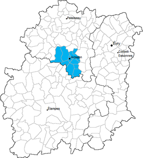 Situation du canton d’Arpajon dans le département Essonne
