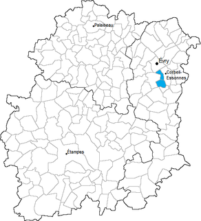 Situation du canton de Corbeil-Essonnes-Ouest dans le département Essonne