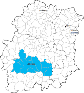 Situation du canton d'Étampes dans le département Essonne