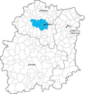 Situation du canton de Montlhéry dans le département Essonne