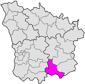 Situation du canton de Fours dans le département Nièvre