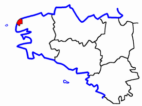 Situation du canton de Ploudalmézeau dans le département Finistère