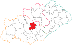 Situation du canton de Roujan dans le département Hérault