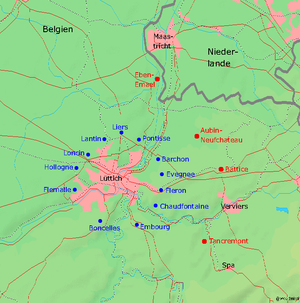 Carte de la position fortifiée de Liège
