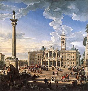 La Place et la basilique de Santa Maria Maggiore  Giovanni Paolo Panini (ou Pannini) (Plaisance, Émilie-Romagne, 1691 - Rome, 1765)