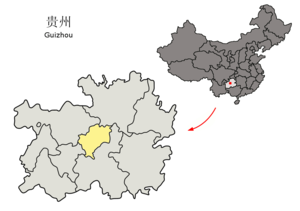Localisation de la préfecture de Guiyang (en jaune)