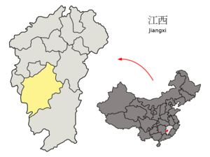 Localisation de la préfecture de Ji'an (en jaune)