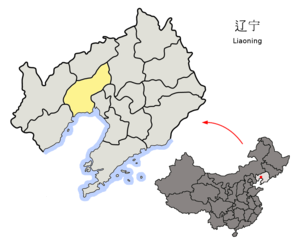 Localisation de la préfecture de Jinzhou (en jaune)