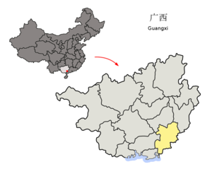 Localisation de la préfecture de Yulin (en jaune)