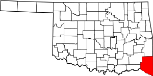 Map of Oklahoma highlighting McCurtain County.svg