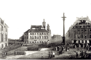 Wprowadzene na Zamek Królewski jeńców i szandarow zdobytych pod Wawrem i Dębem Wielkim 1831.PNG