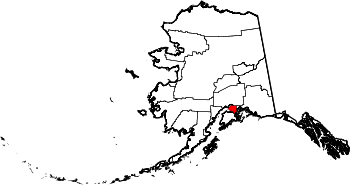 Carte situant Anchorage (en rouge) dans l'État d'Alaska