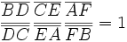  \frac{\overline{BD}}{\overline{DC}}\frac{\overline{CE}}{\overline{EA}}\frac{\overline{AF}}{\overline{FB}} = 1