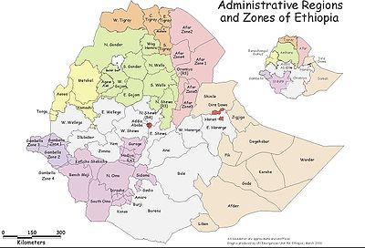 Subdivisions de l'Ethiopie (régions, zones, woredas)