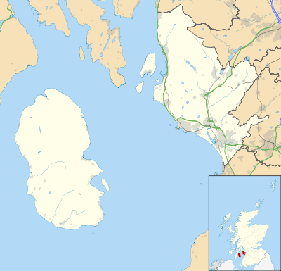 Localisation d'Arran dans le North Ayrshire, avec les principales localités