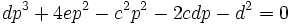  dp^3+4ep^2-c^2p^2-2cdp-d^2 = 0~