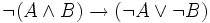 \lnot(A \land B) \to (\lnot A \lor \lnot B)