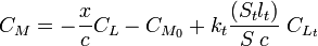 C_M=-\frac{x}{c}C_L-C_{M_0}+k_t\frac{(S_tl_t)}{S\;c}\;C_{L_t}