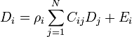 \displaystyle D_i = \rho_i \sum_{j=1}^N C_{ij} D_j + E_i