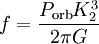 f = \frac{P_{\mathrm{orb}} K_2^3}{2 \pi G}