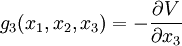 g_{3}(x_{1},x_{2},x_{3}) = -\frac{\partial V}{\partial x_{3}}
