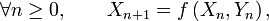 \forall n\ge 0,\qquad X_{n+1}=f\left(X_n,Y_{n}\right),