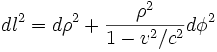 dl^2=d\rho^2+\frac{\rho^2}{1-v^2/c^2}d\phi^2