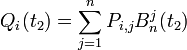 Q_{i} (t_2) = \sum_{j=1}^n P_{i,j}  B_n^j (t_2)