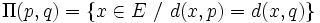 \Pi(p,q)=\{ x \in E\ /\ d(x,p) = d(x,q) \}