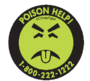 Pictogramme vert représentant un visage grimaçant, surmonté d'une mention indiquant : « Poison ! » et le numéro de téléphone d'un centre antipoison.