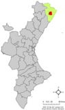 Localisation de Cervera del Maestrat dans la Communauté de Valence