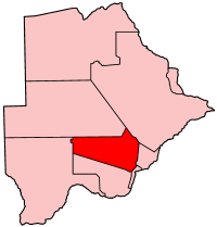 Localisation du district de Kweneng (en rouge) à l'intérieur du Botswana